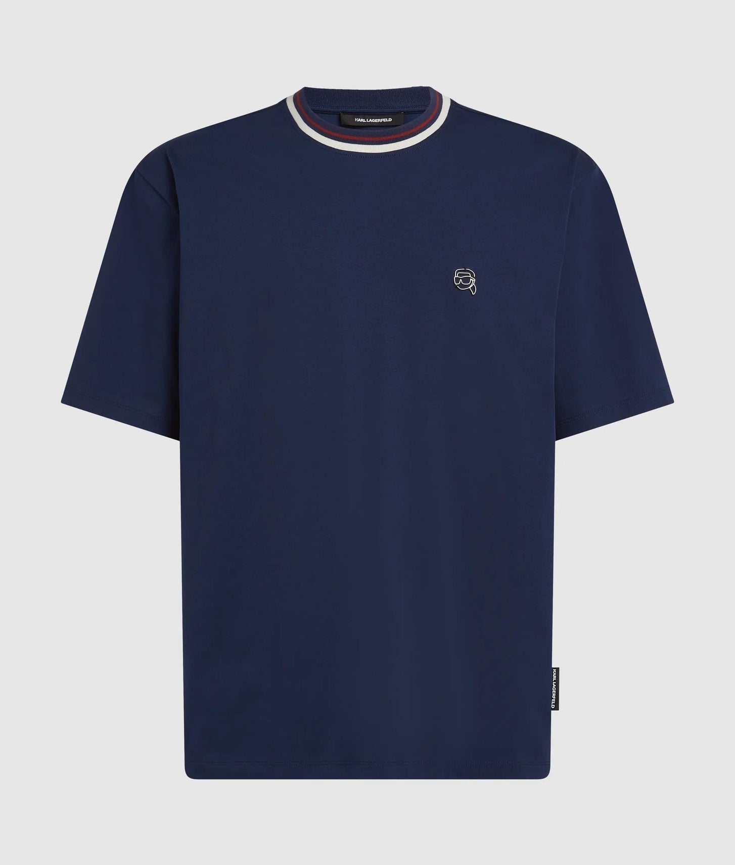 Karl Lagerfeld Ikon Striped Neck T-Shirt Medieval Blue