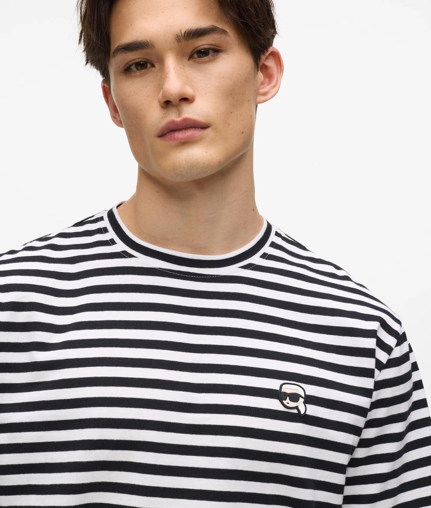 Karl Lagerfeld Ikon Relaxed Striped T-Shirt White/Black