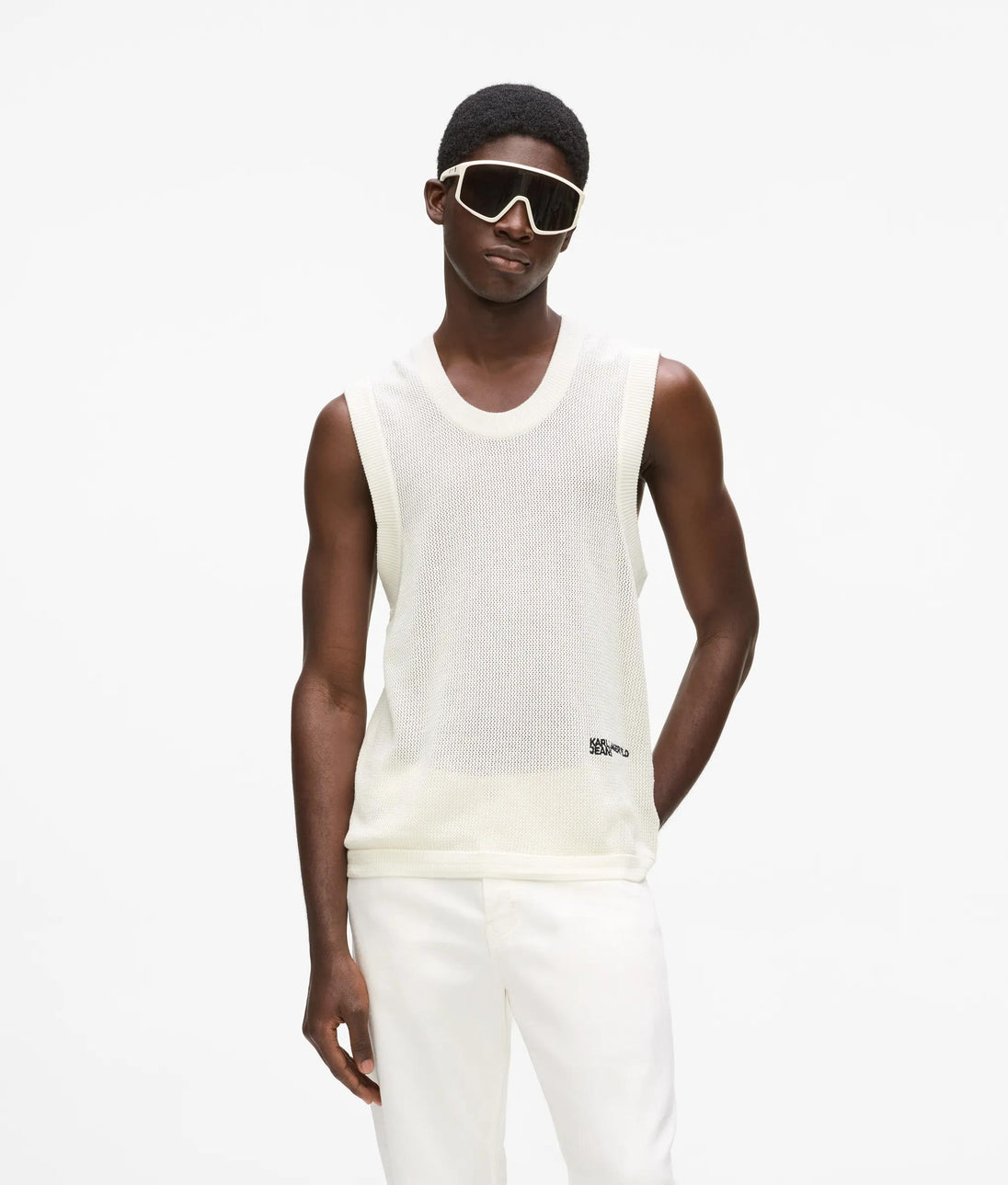 Karl Lagerfeld White Tapered Jeans White Denim