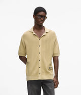Karl Lagerfeld Short-Sleeved Knit Polo Shirt Pale Khaki