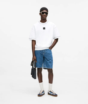 Karl Lagerfeld Two Tone Denim Overshirt Mid Blue Blocked