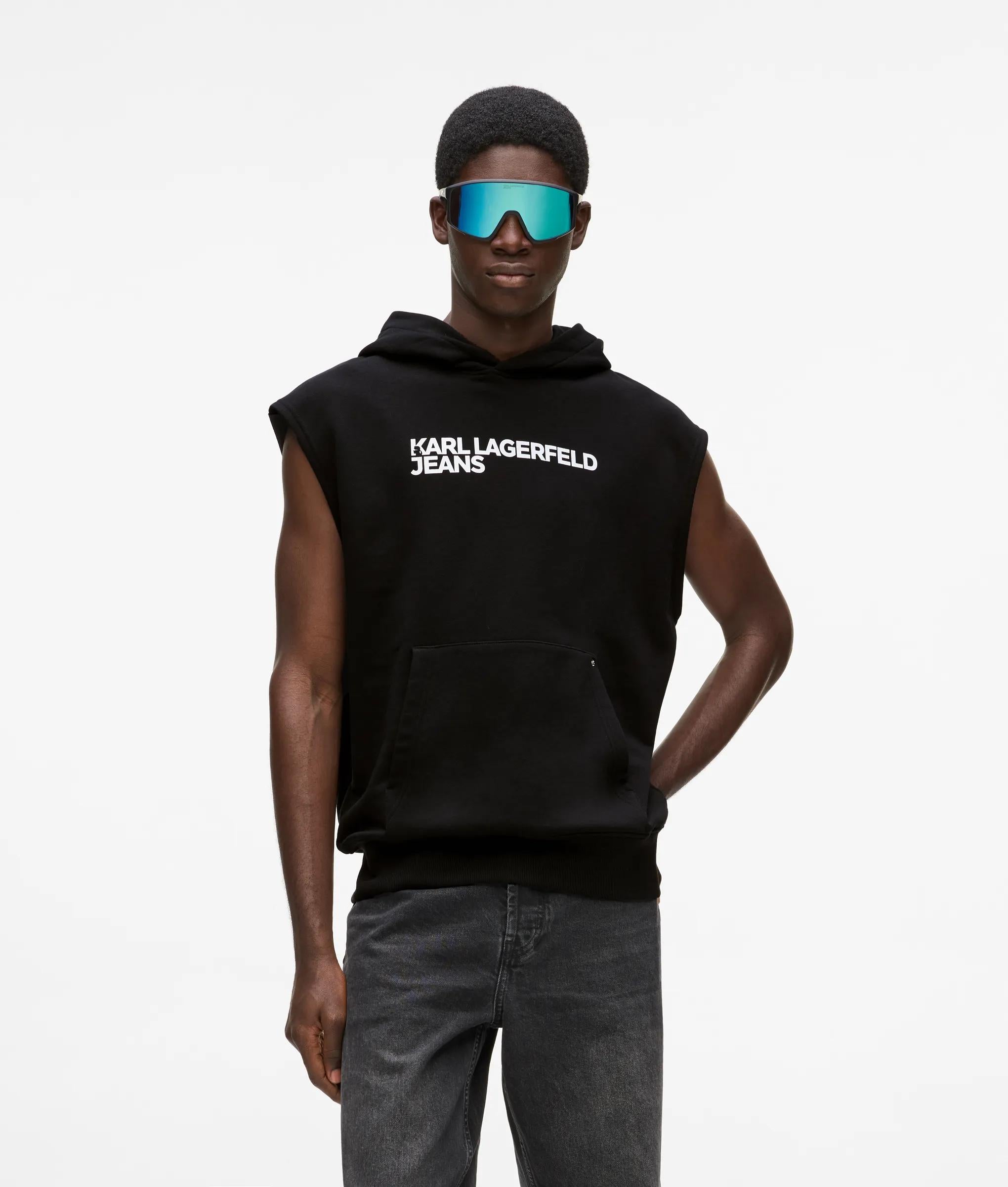Karl Lagerfeld Sleeveless Logo Hoodie Black
