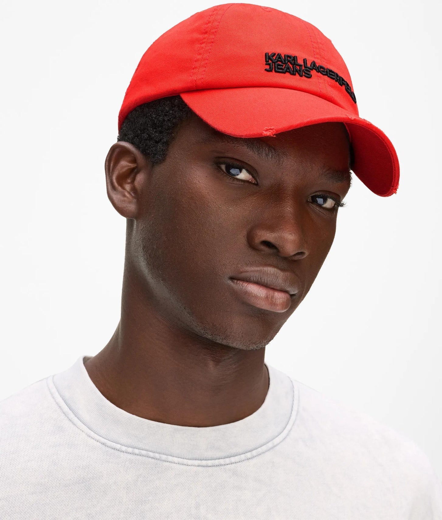 Karl Lagerfeld Distressed Logo Cap Grenadine