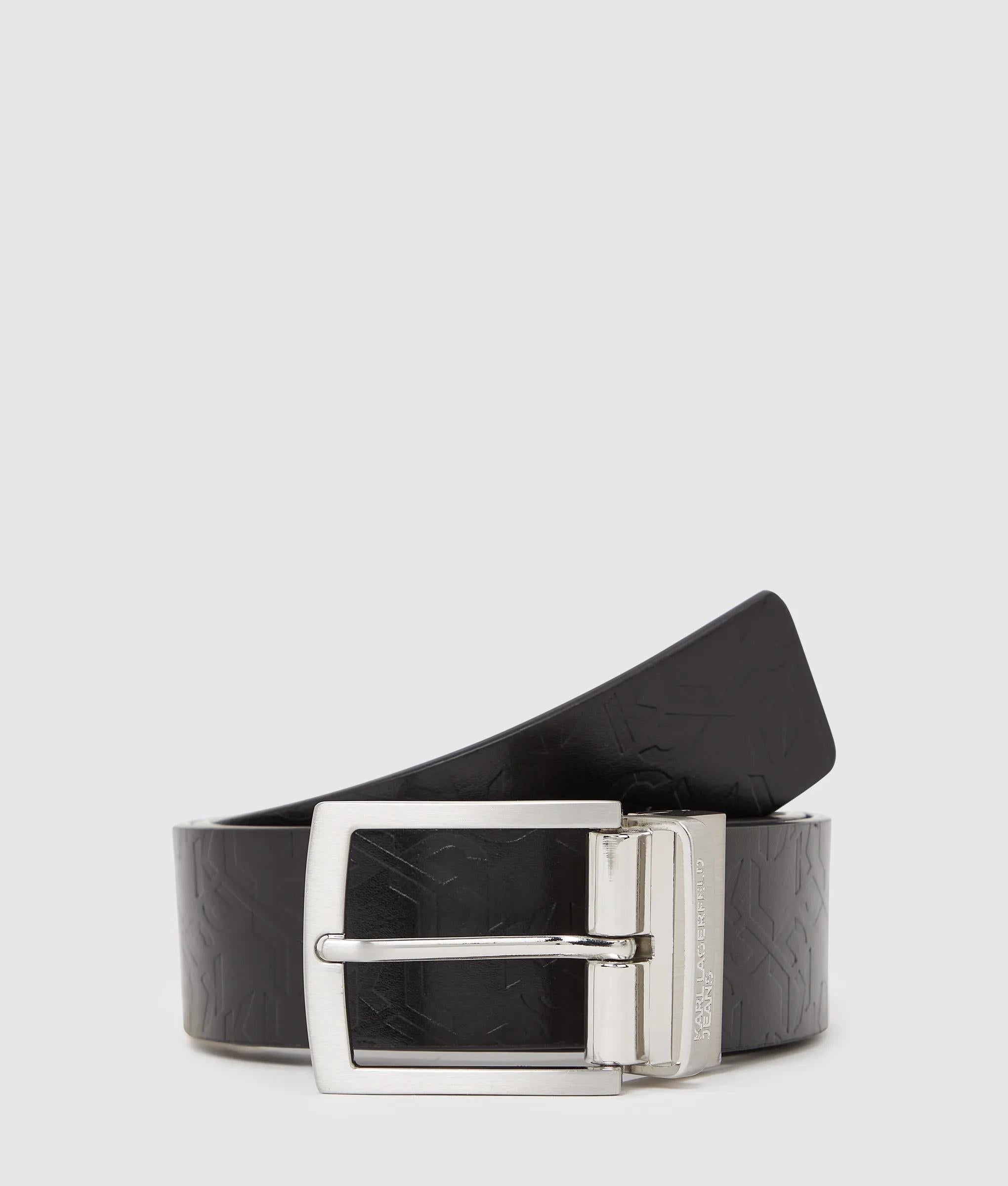 Karl Lagerfeld Monogram Reversible Belt Klj Black-Monogram