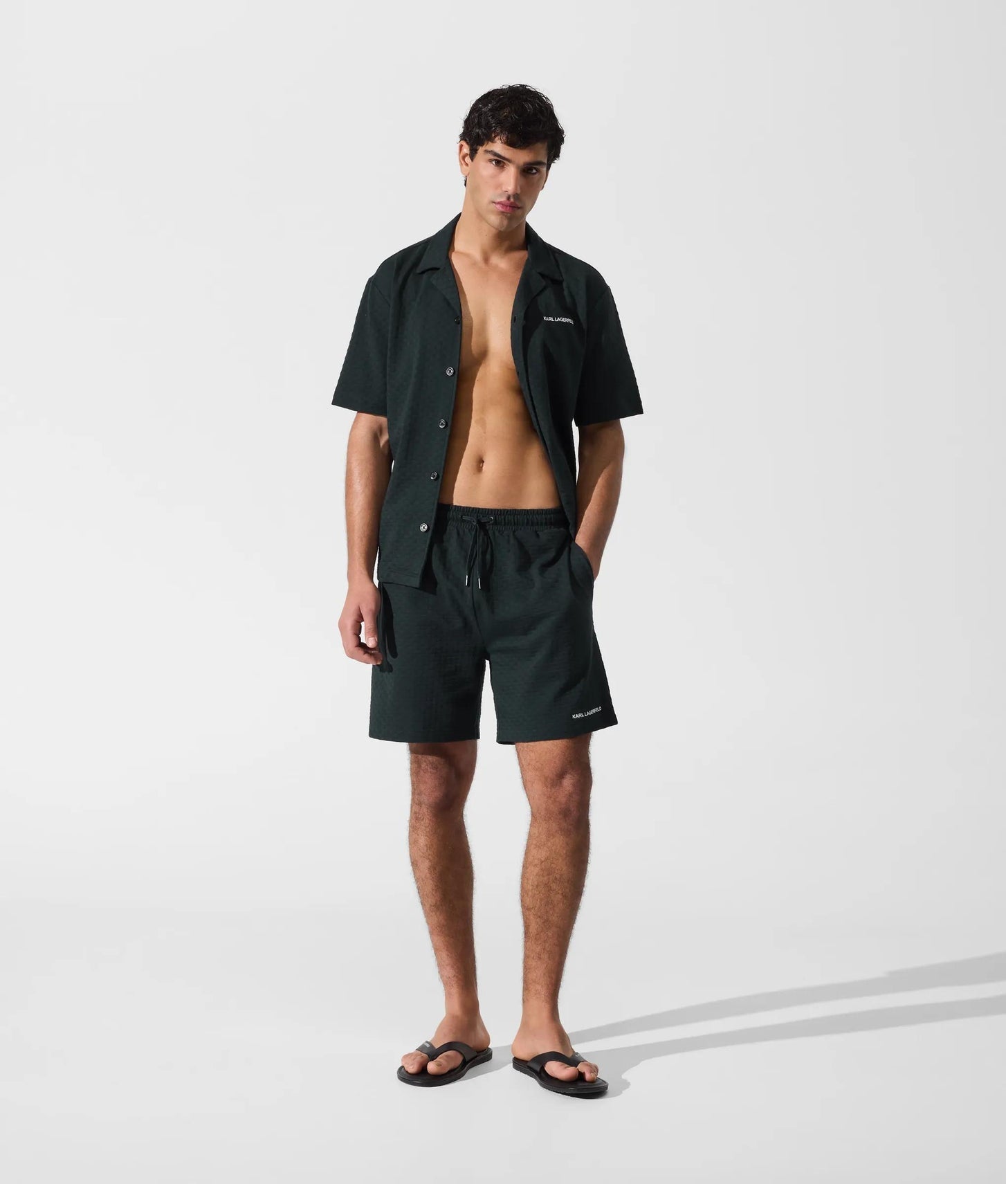 Karl Lagerfeld Checked Beach Shirt Navy