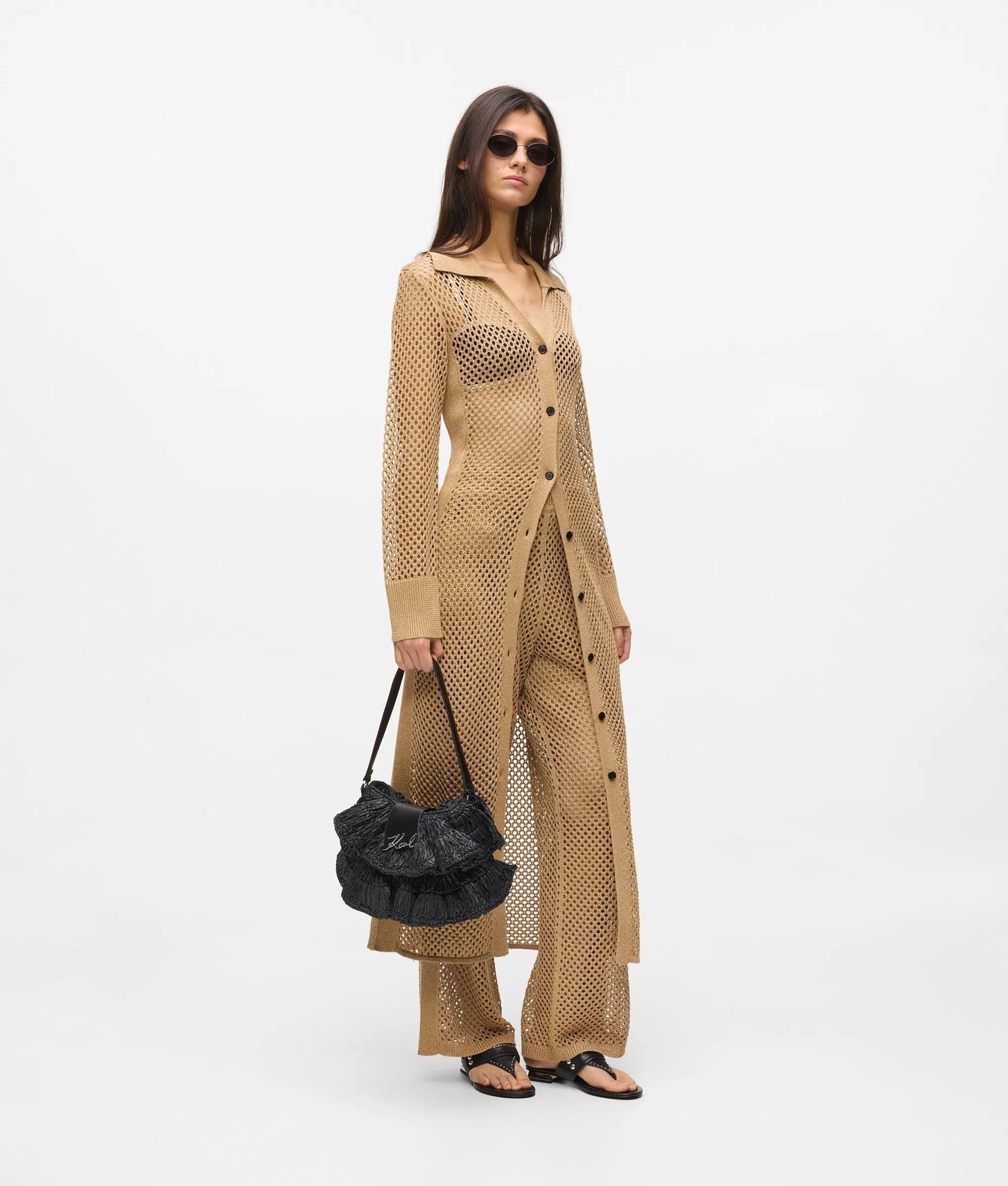 Karl Lagerfeld Crochet Knit Pants Nougat