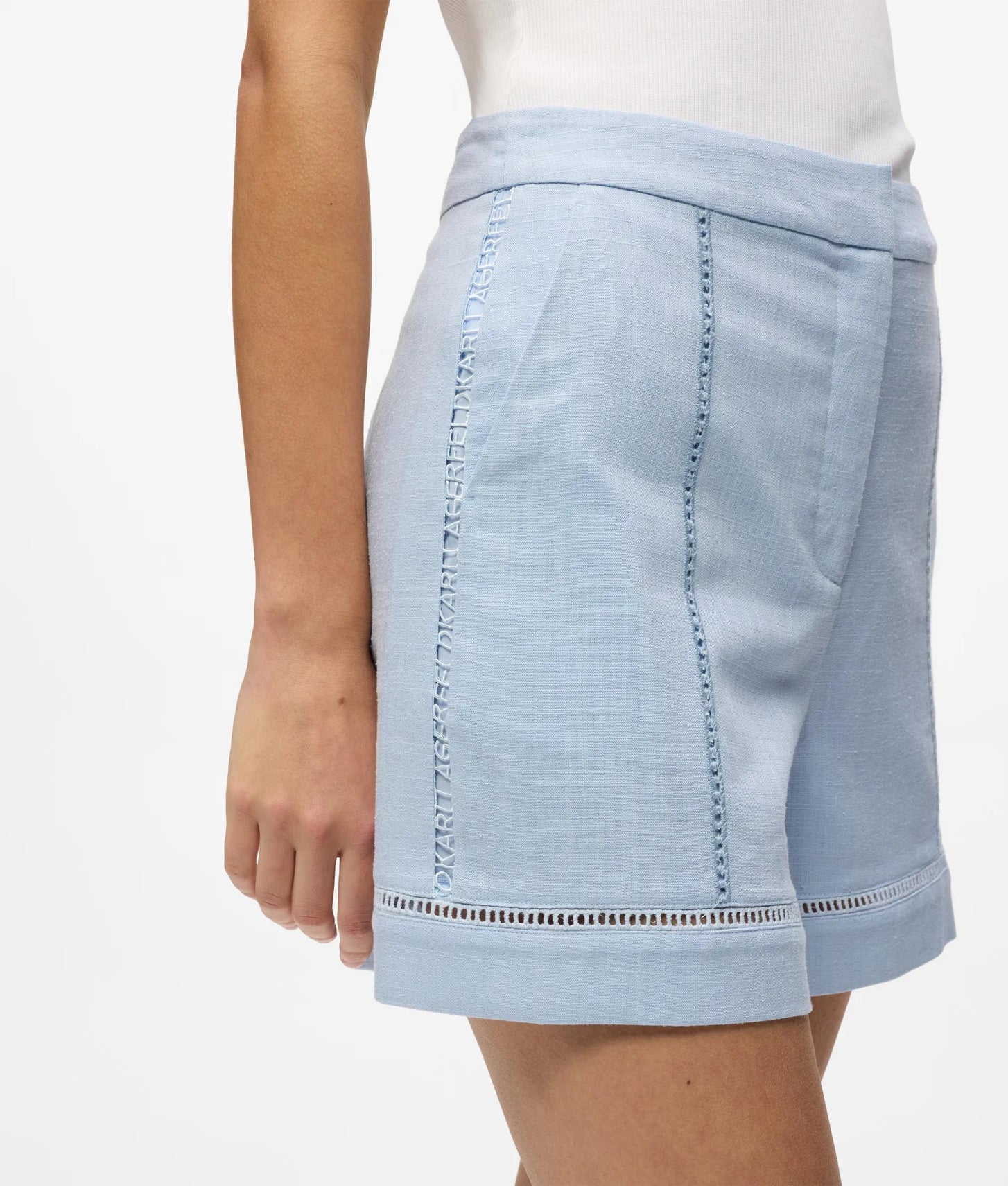 Karl Lagerfeld Cut-Out Embroidery Shorts Kentucky Blue
