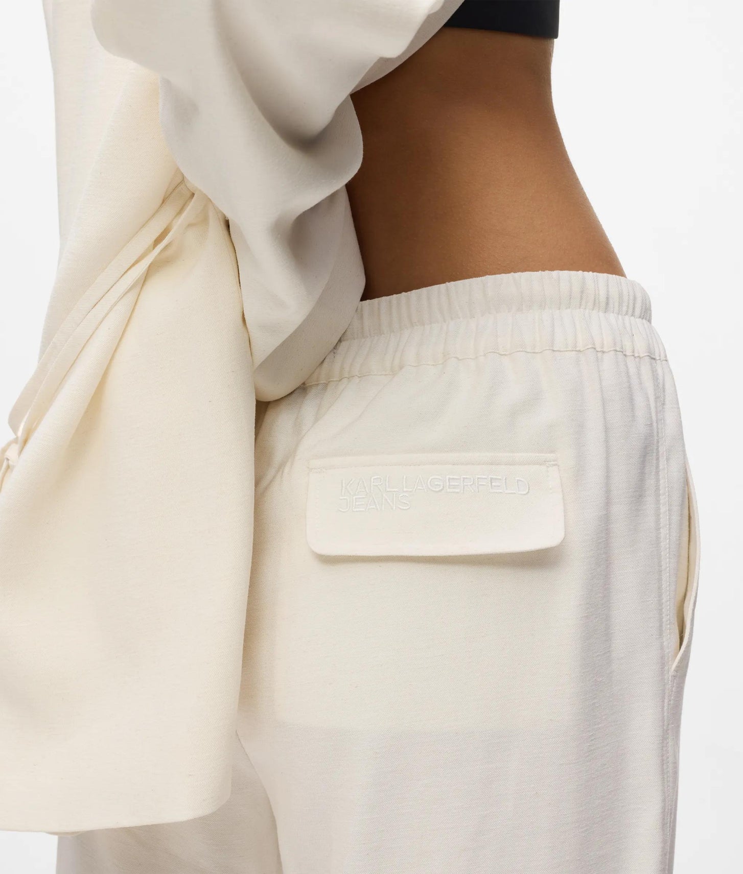 Karl Lagerfeld Linen Blend Bermuda Shorts Off White