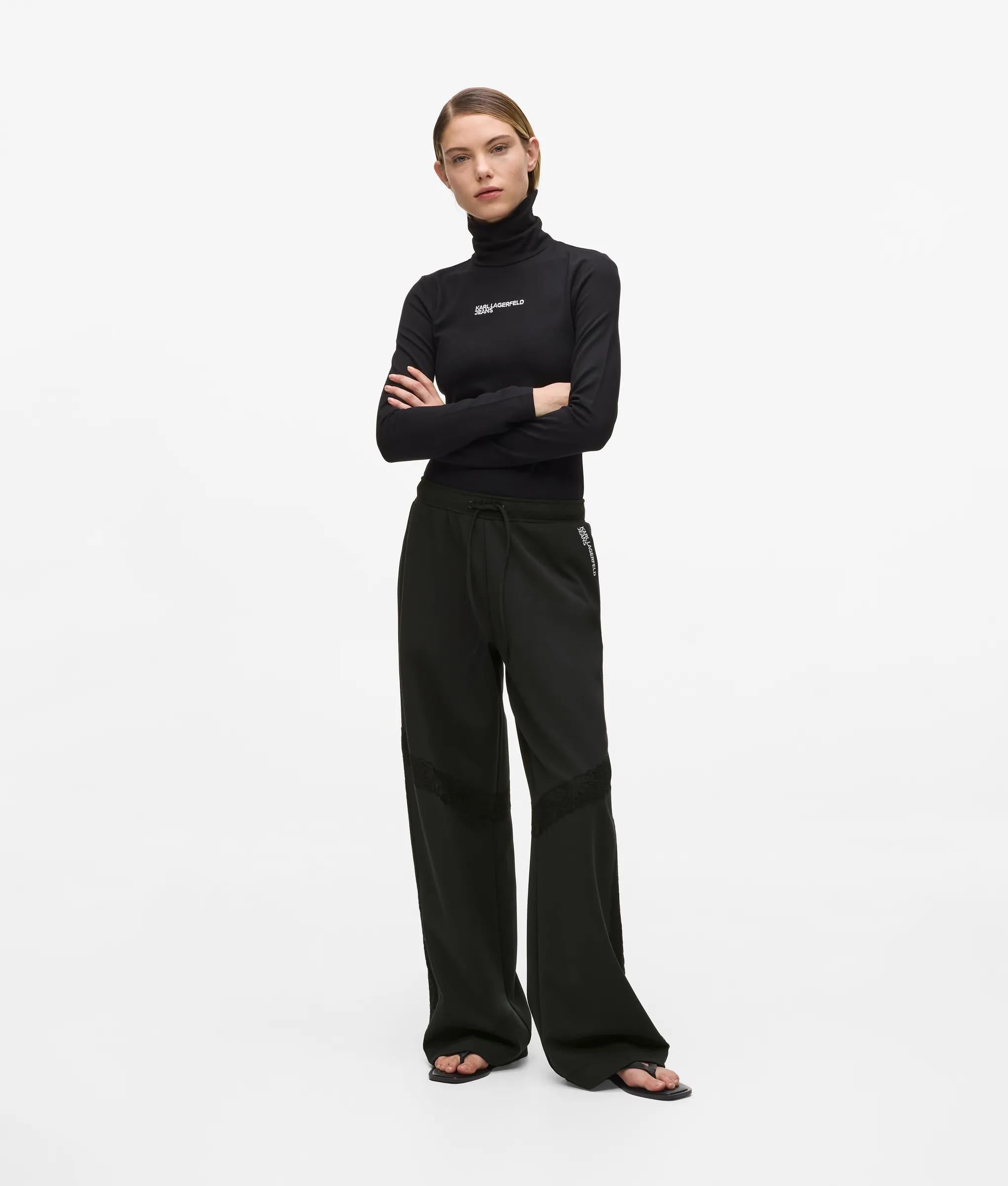 Karl Lagerfeld Lace Detail Sweatpants Black