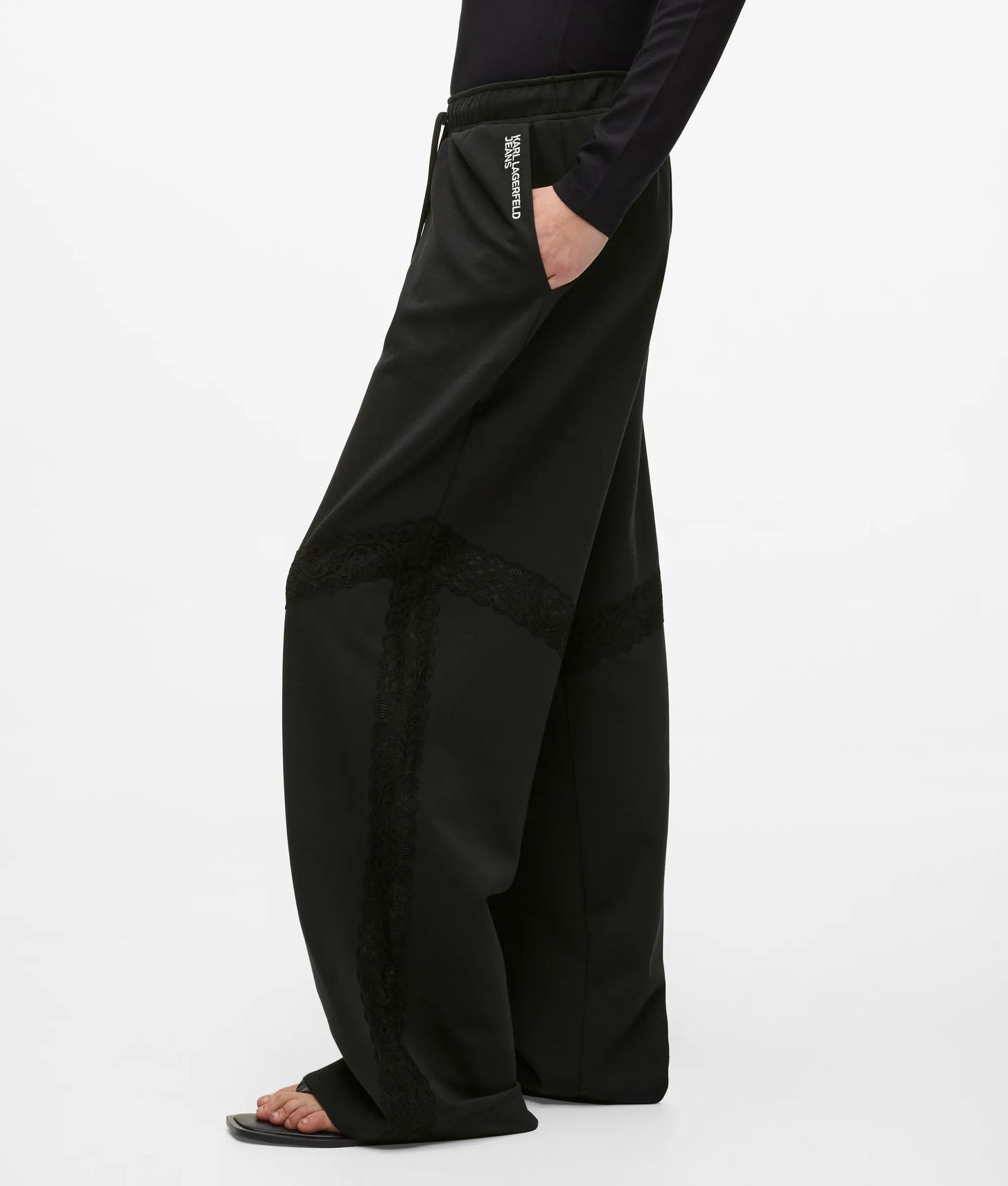 Karl Lagerfeld Lace Detail Sweatpants Black