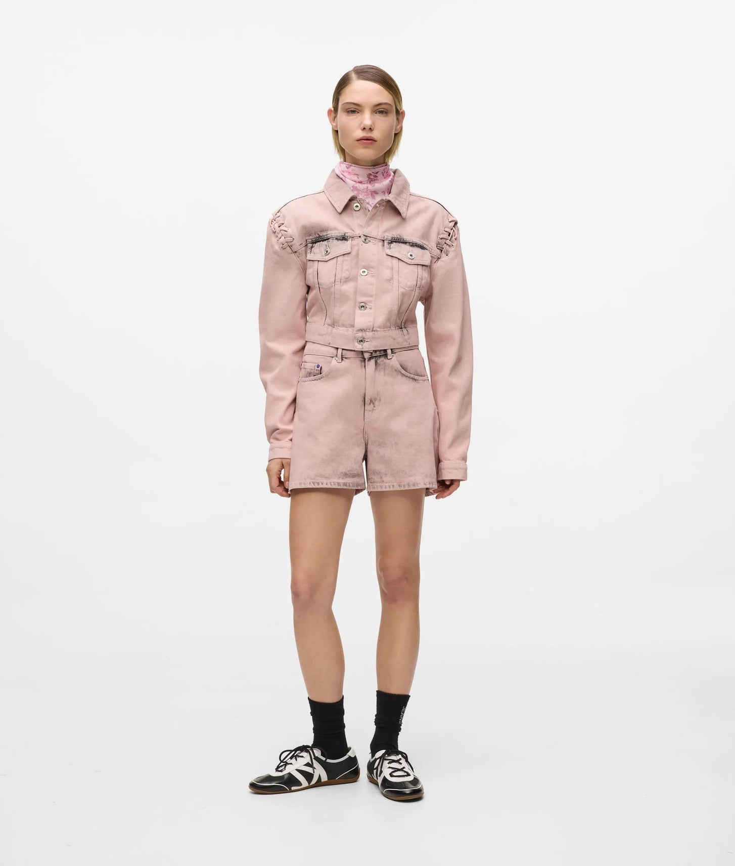 Karl Lagerfeld Inked High-Rise Denim Shorts Fairytale