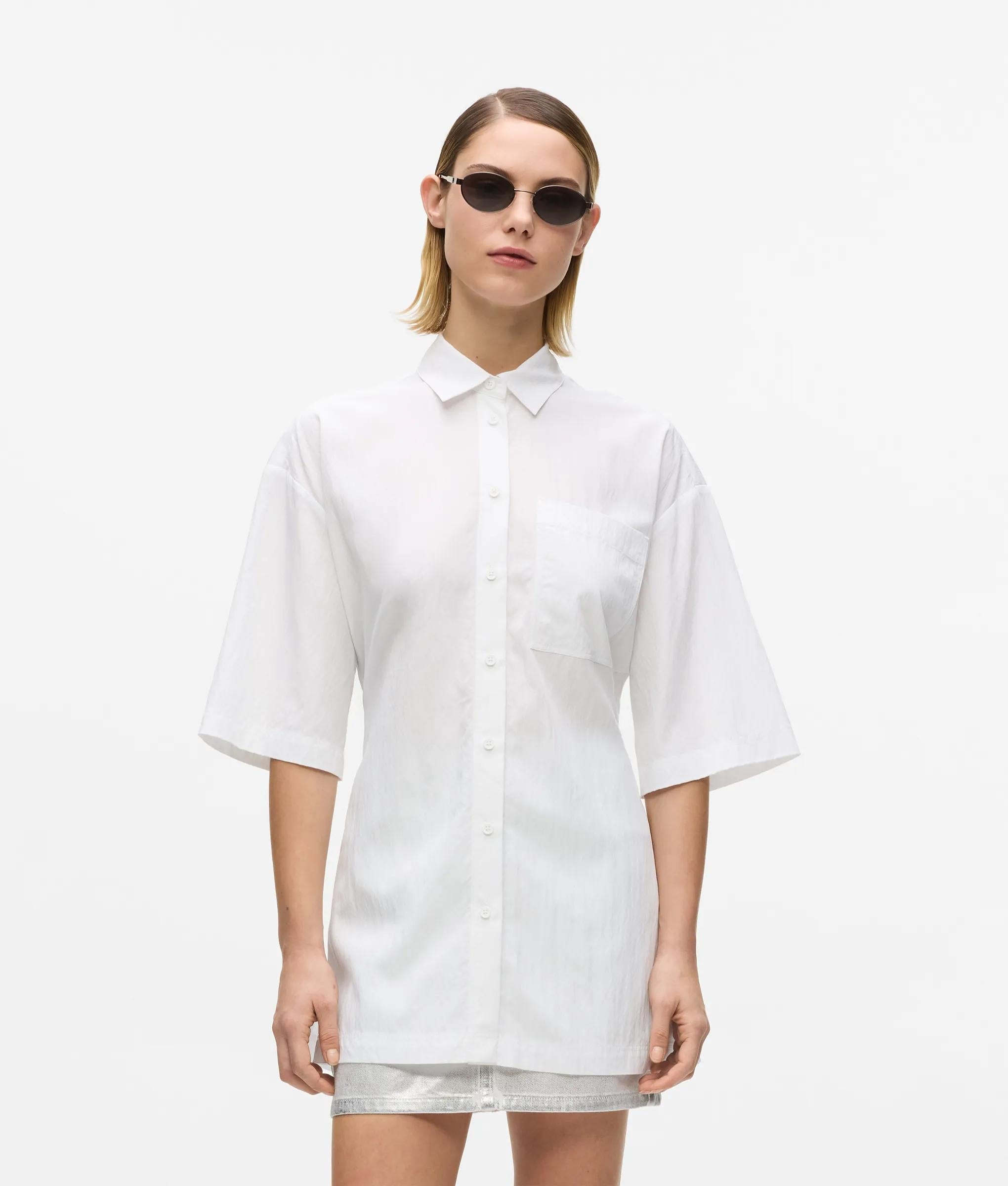 Karl Lagerfeld Short-Sleeved Tie Waist Shirt White