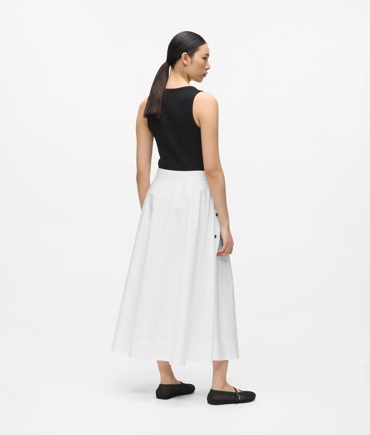 Karl Lagerfeld Button Detail A-Line Skirt White