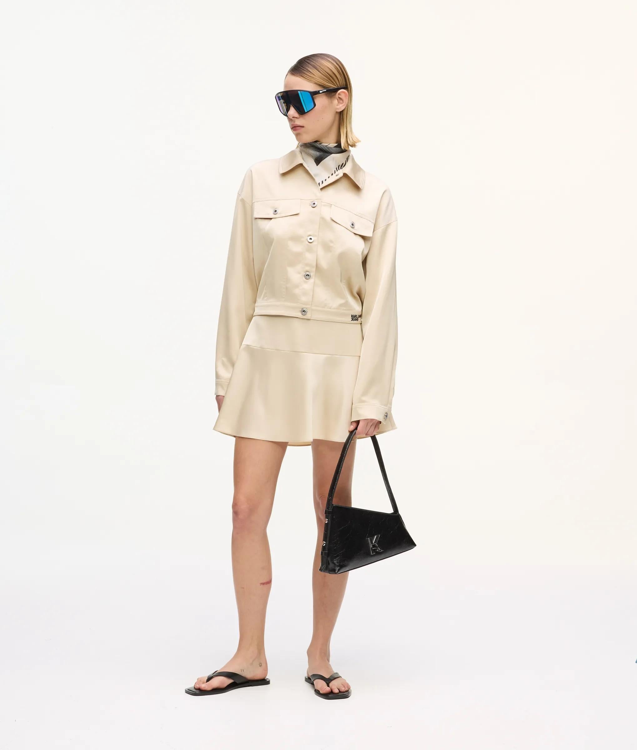 Karl Lagerfeld Satin Mini Skirt Champagne