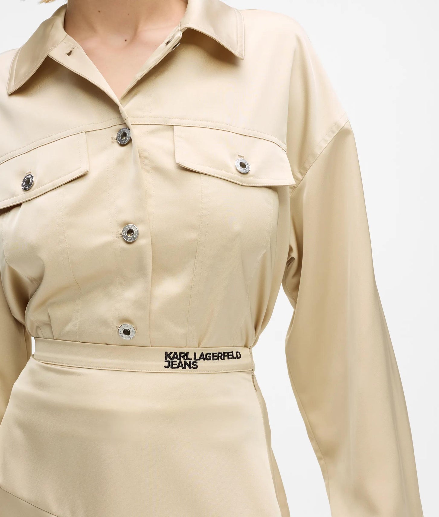 Karl Lagerfeld Satin Mini Skirt Champagne