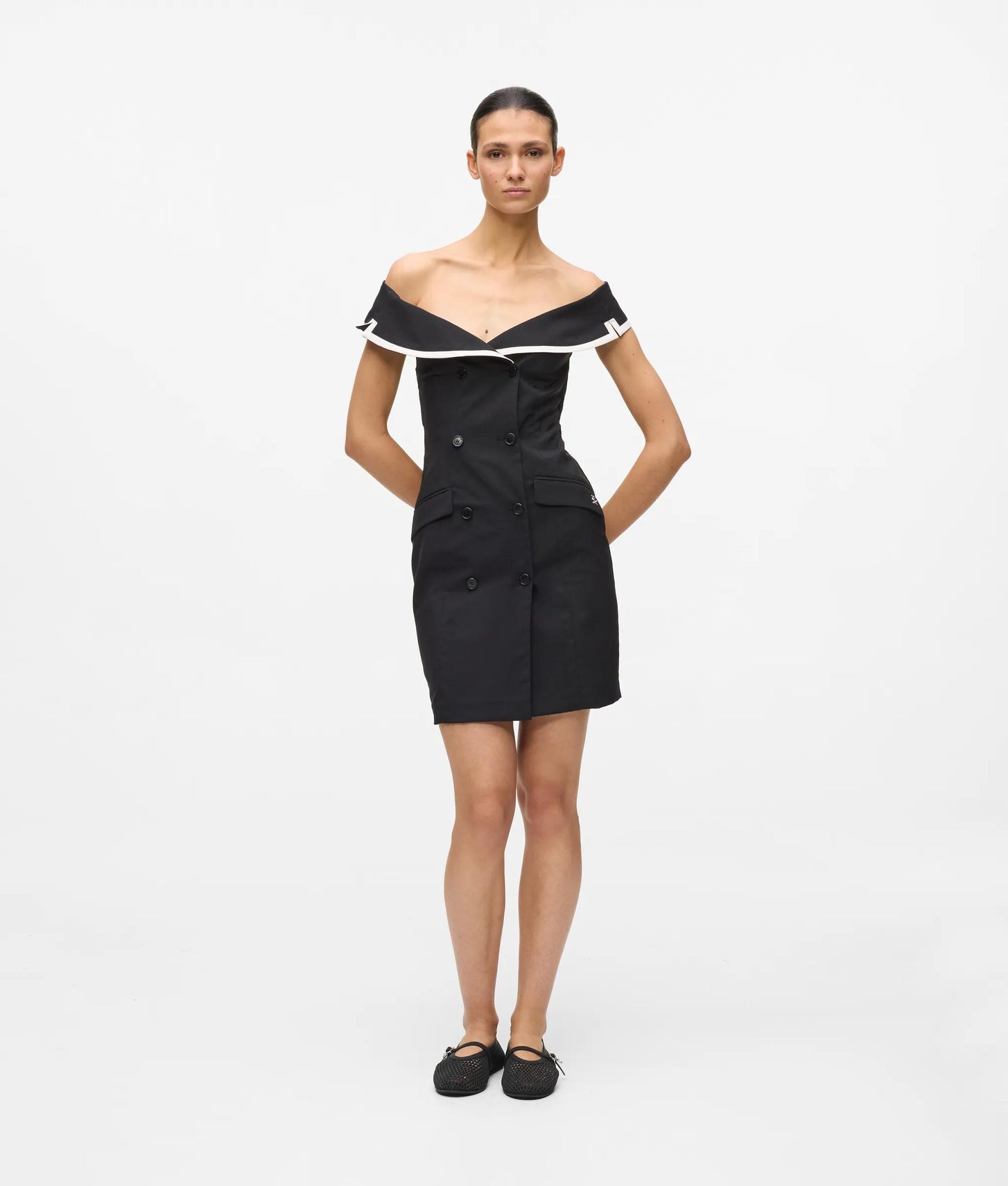 Karl Lagerfeld Off Shoulder Blazer Dress Black/White
