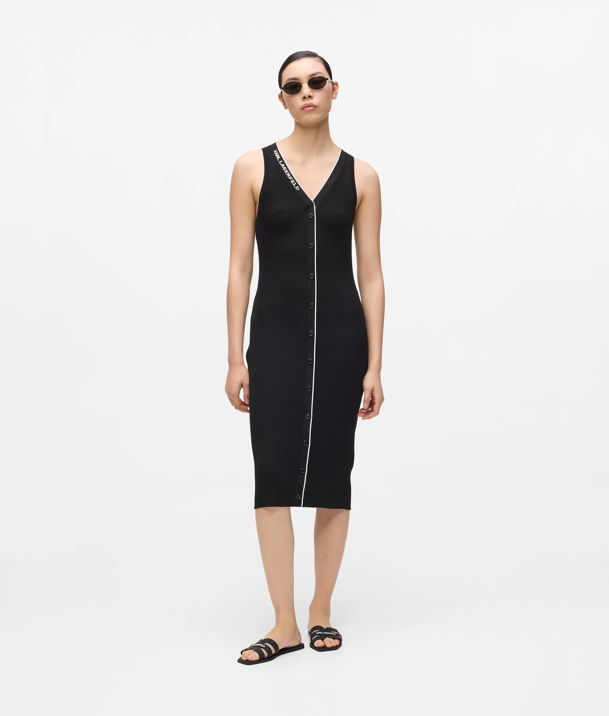 Karl Lagerfeld Logo Knit Dress Black/White