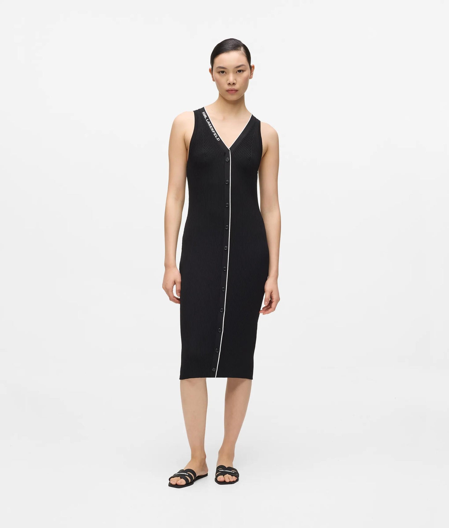 Karl Lagerfeld Logo Knit Dress Black/White