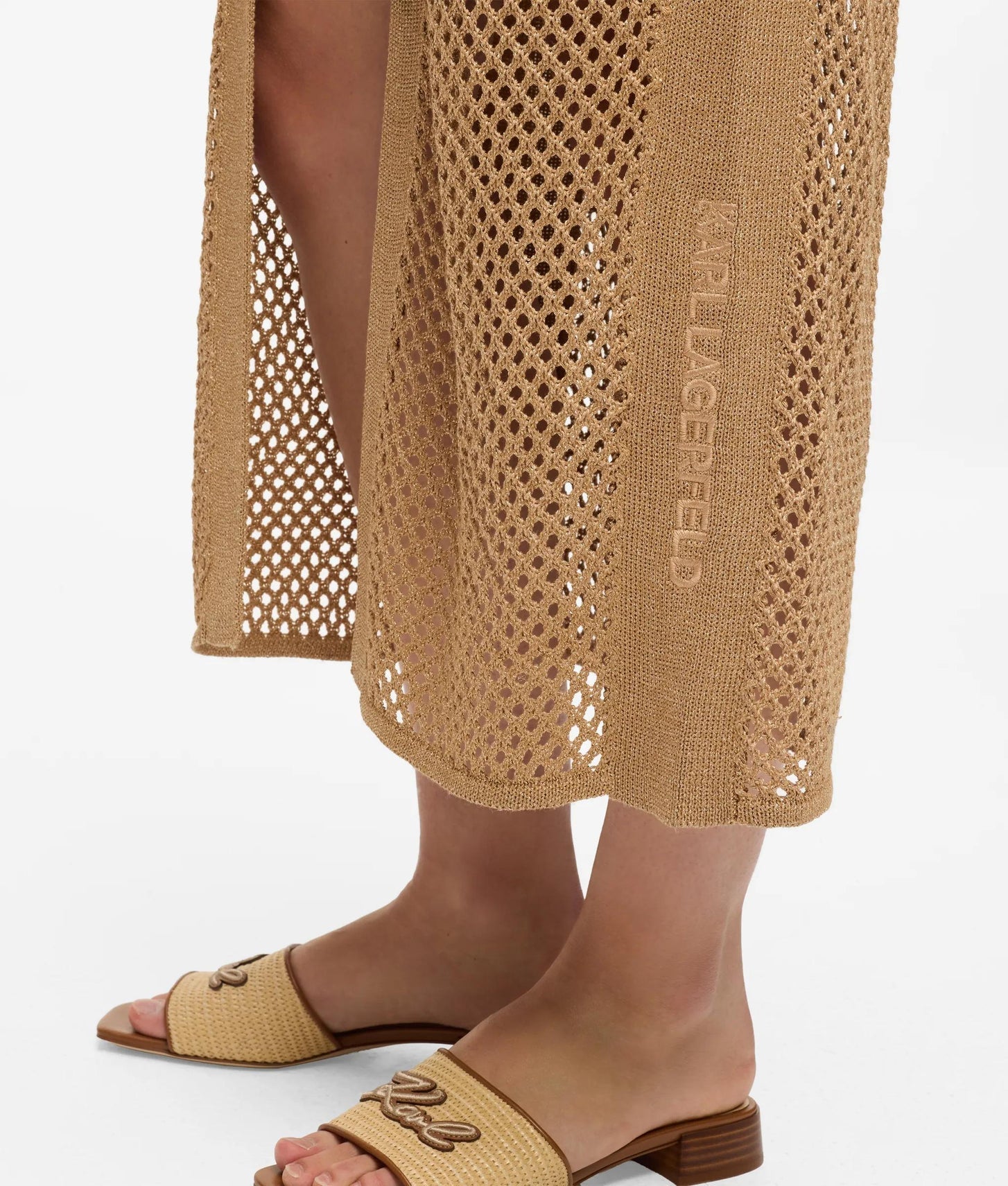 Karl Lagerfeld Crochet Knit Dress Nougat
