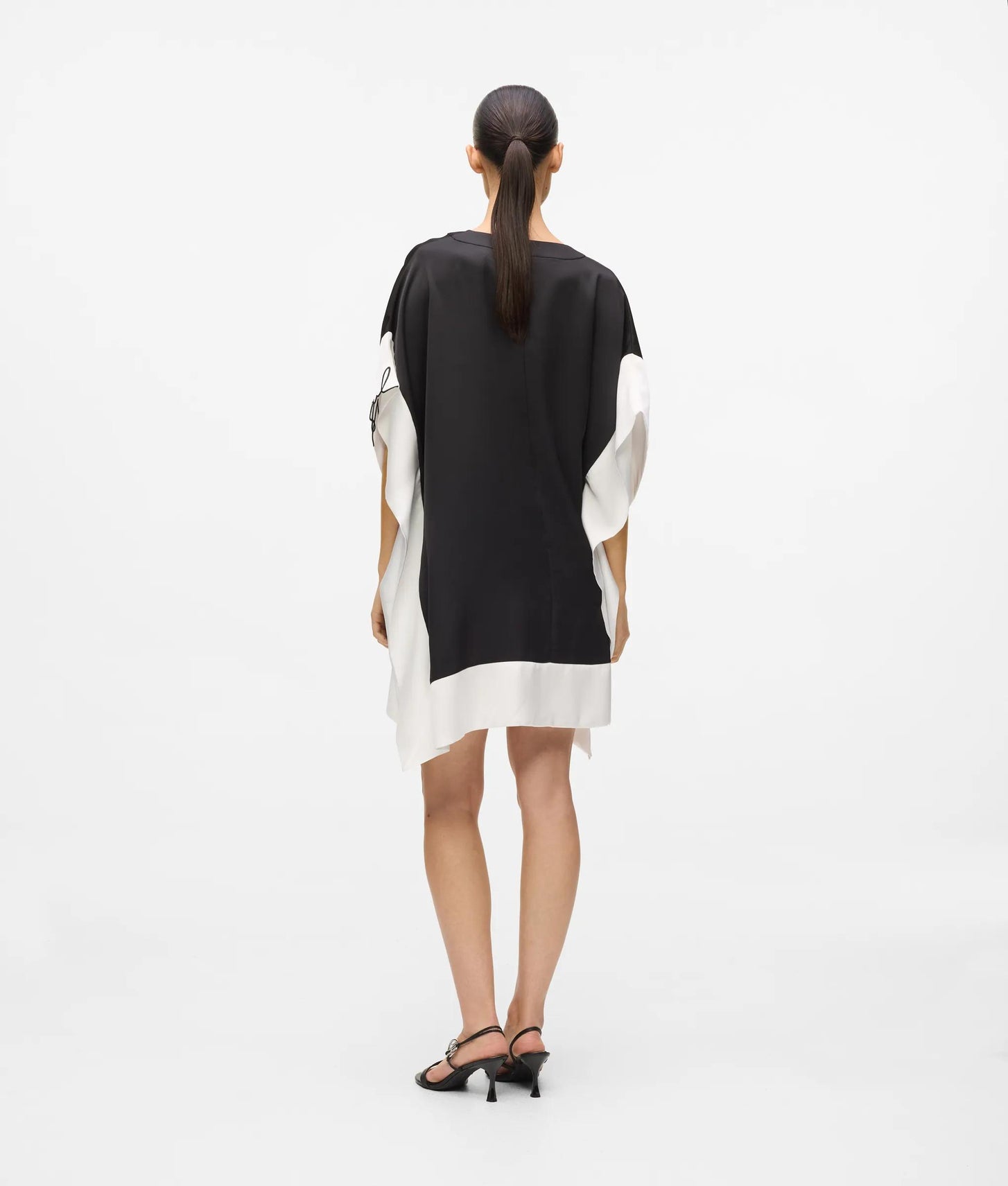 Karl Lagerfeld Signature Wide Sleeve Dress White/Black