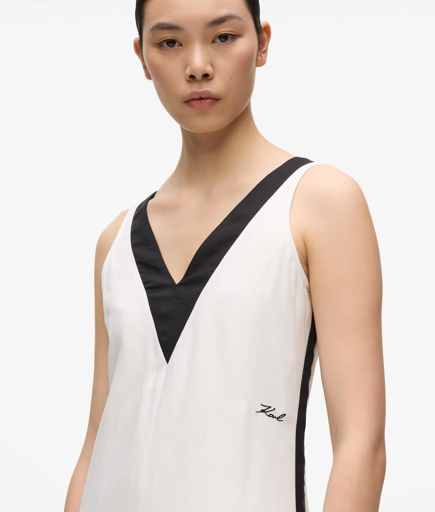 Karl Lagerfeld Monochrome Linen Blend Dress Pristine