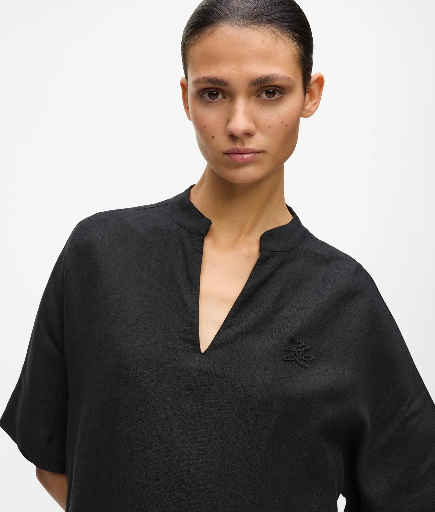 Karl Lagerfeld Linen Blend Shift Dress Black