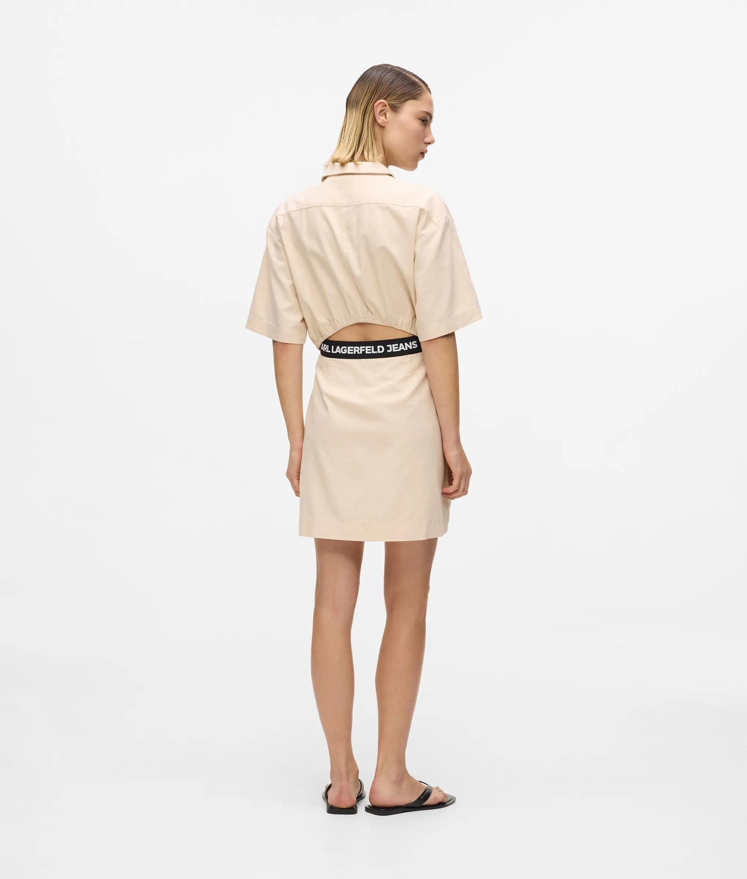 Karl Lagerfeld Short-Sleeved Utility Dress Whitecap Grey