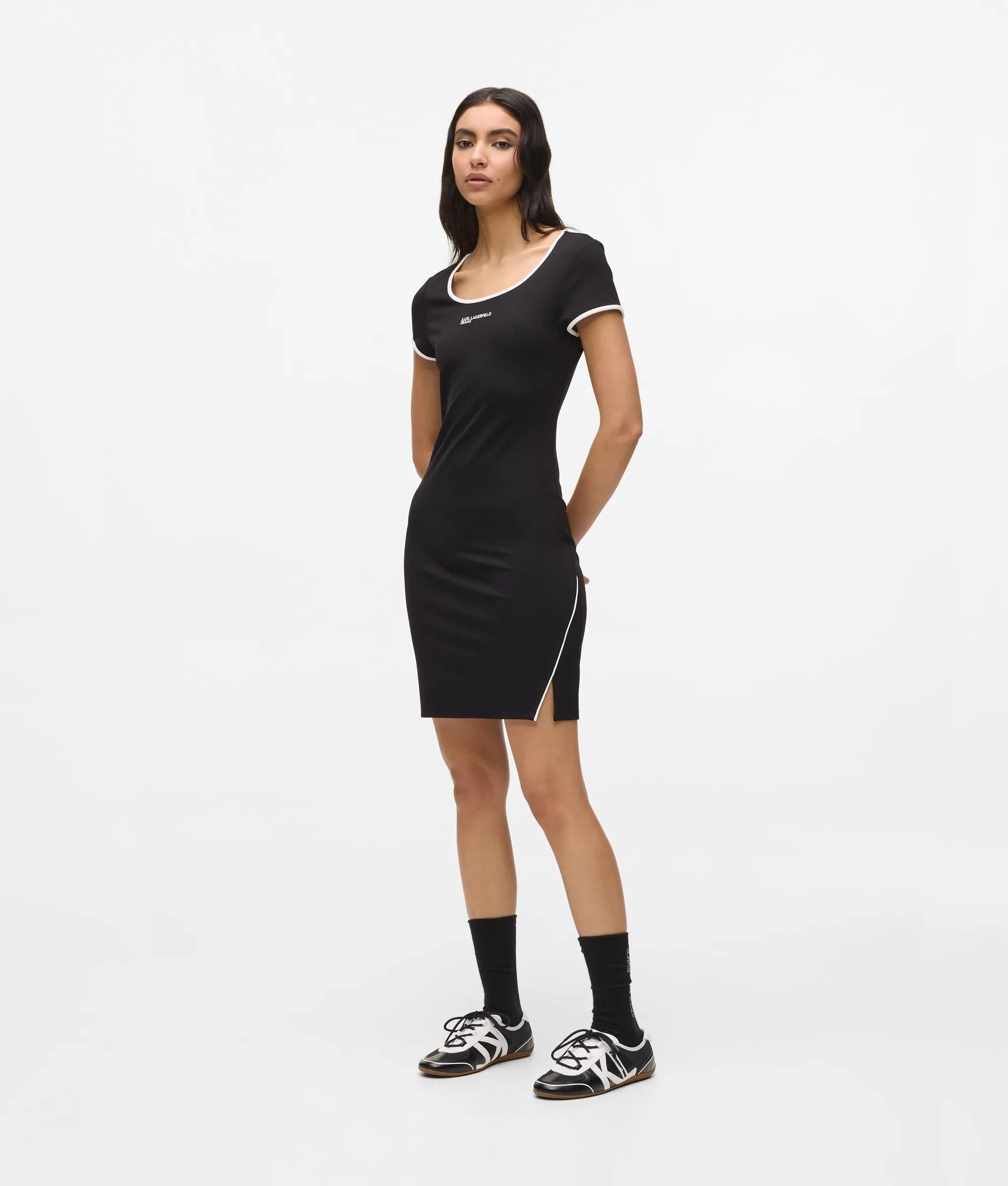 Karl Lagerfeld Short-Sleeved Fitted Dress Black