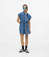 Karl Lagerfeld Short-Sleeved Belted Denim Dress Mid Blue Stone