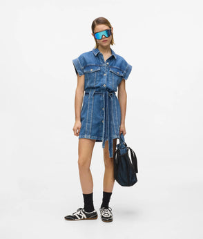 KarlLagerfeld Double Mesh Denim Shopper Washed Mid Blue
