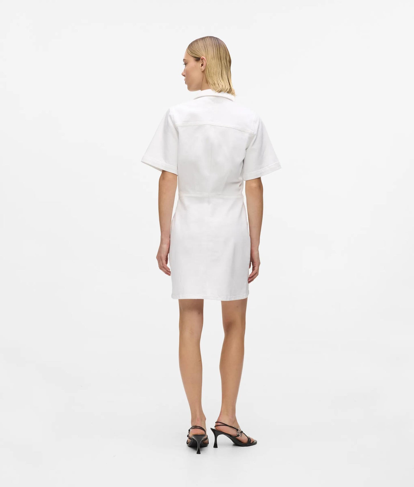 Karl Lagerfeld Short-Sleeved White Denim Dress White Denim