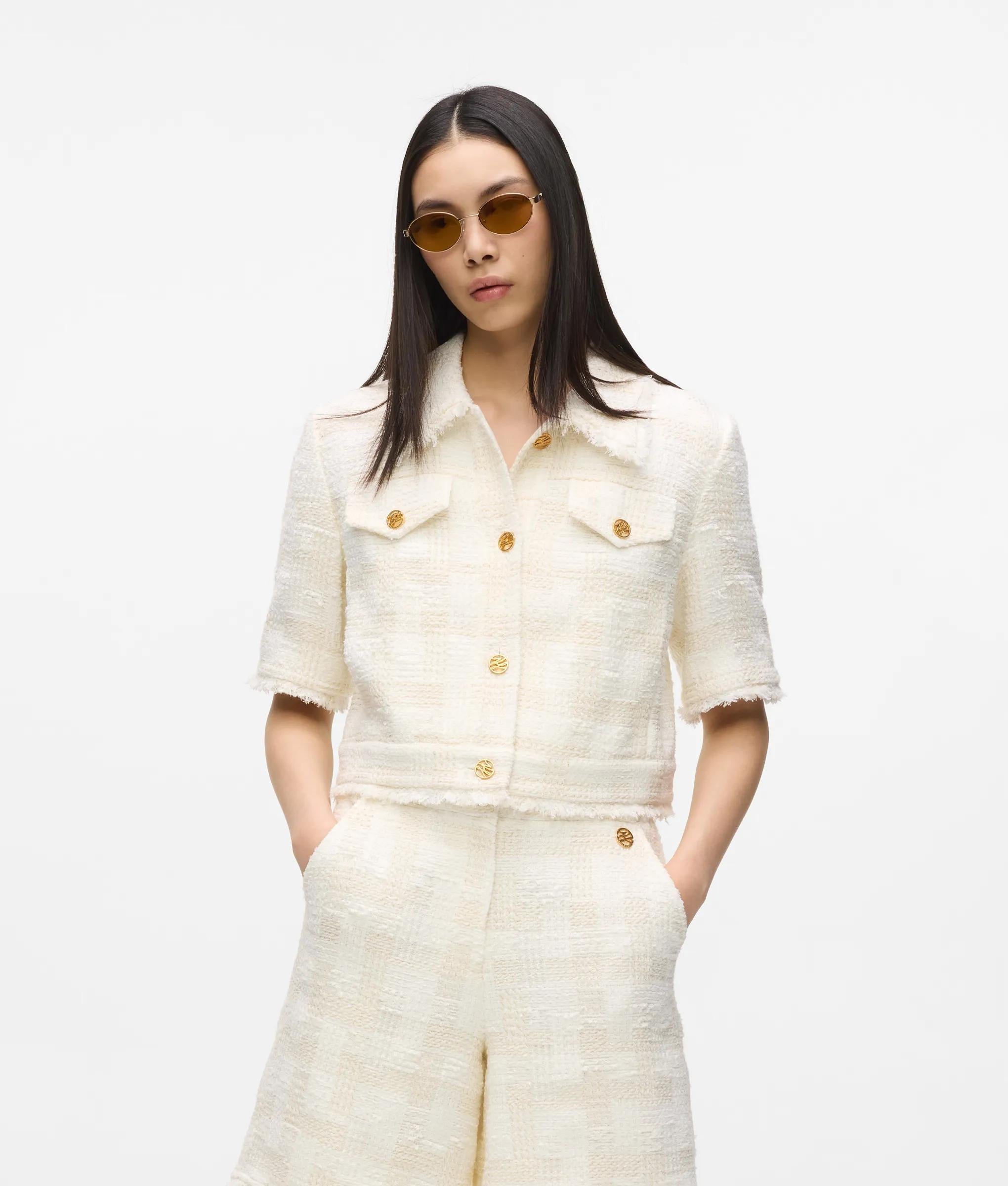 Karl Lagerfeld Short-Sleeved Bouclé Blazer Pristine