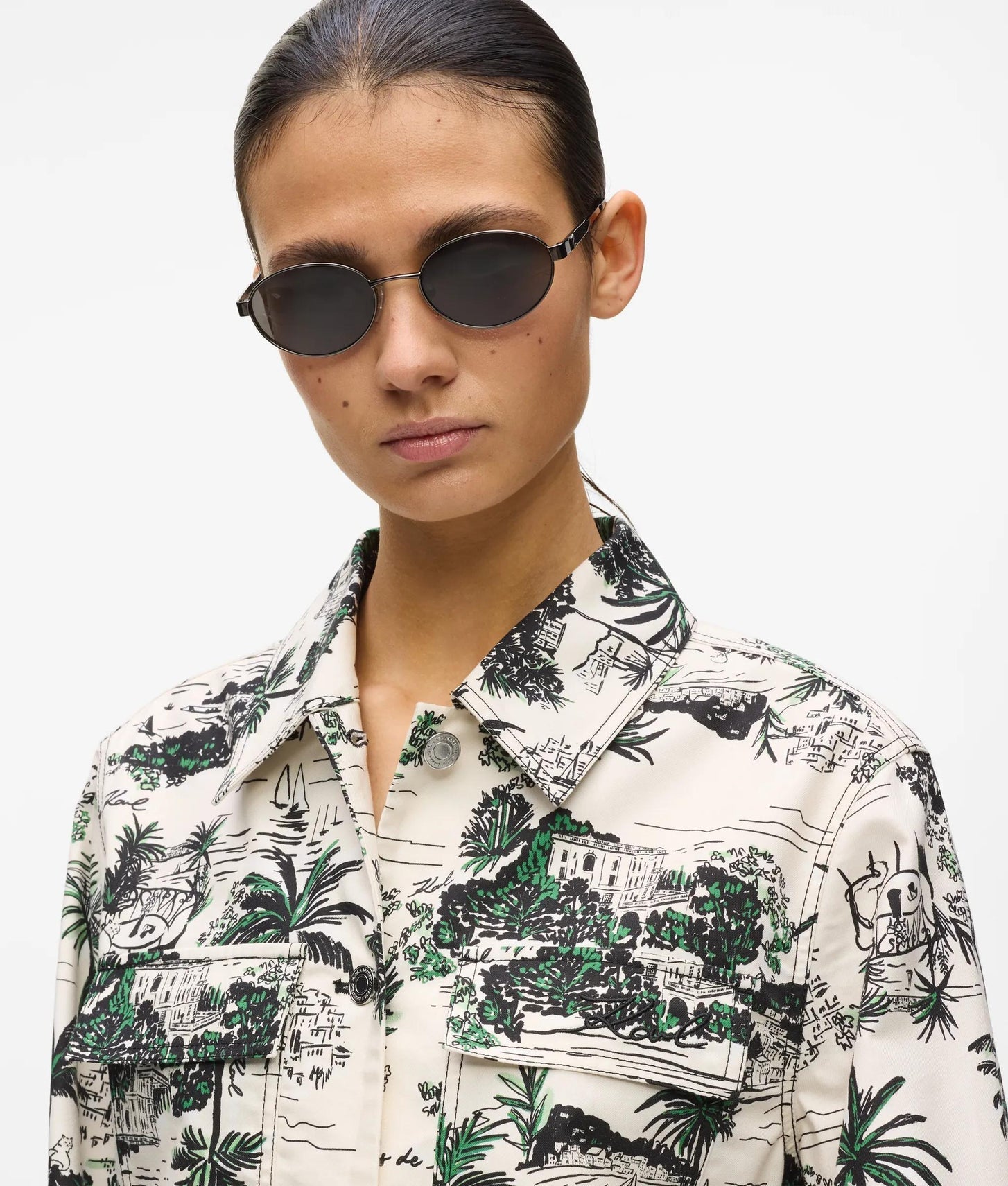 Karl Lagerfeld All-Over-Print Blouson Jacket Vacances De Karl Black