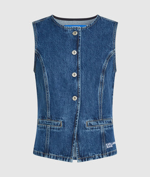 Karl Lagerfeld Dual-Layer Denim Mini Skirt Mid Blue Blocked
