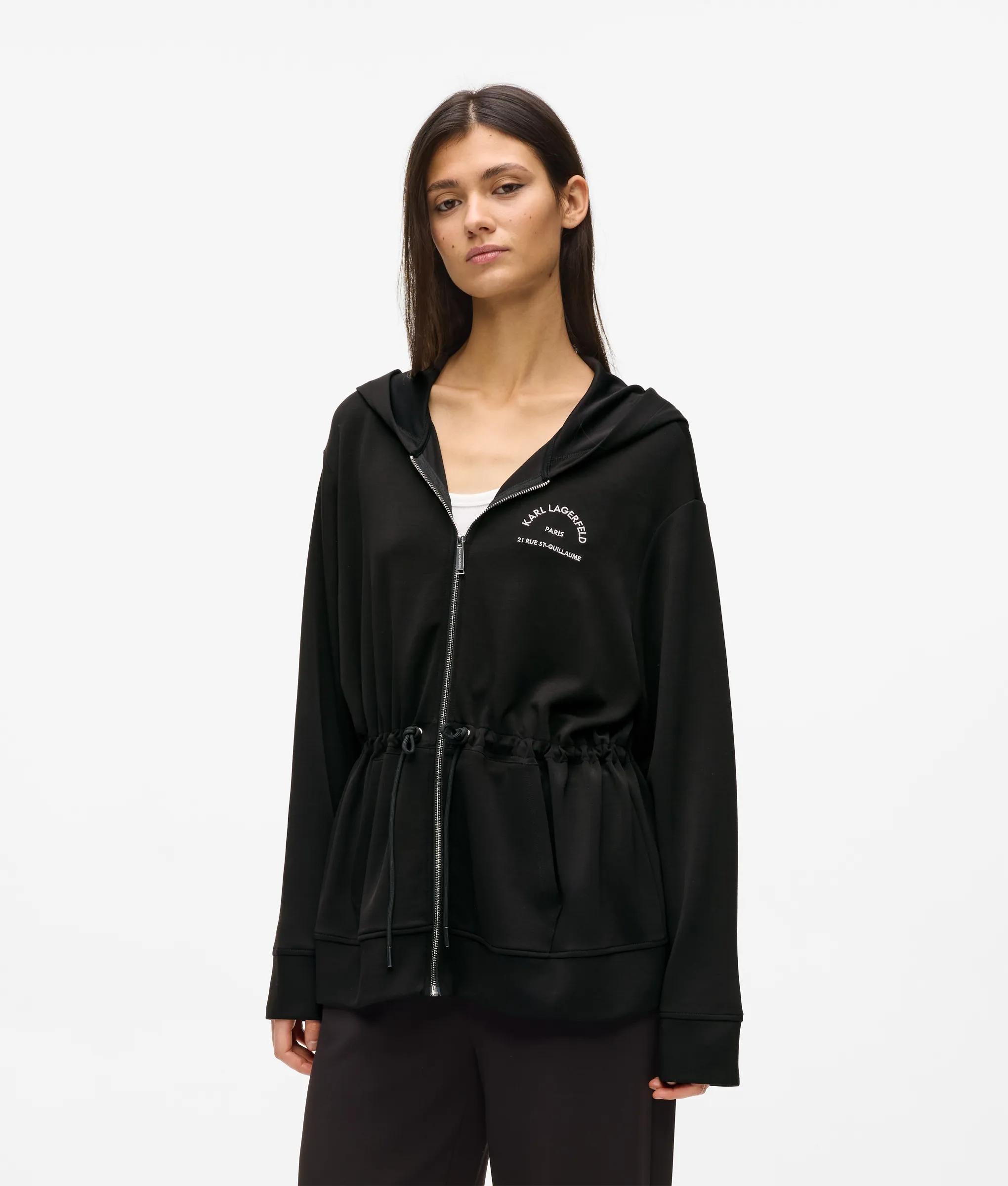 Karl Lagerfeld Rue St-Guillaume Zip-Up Hoodie Black