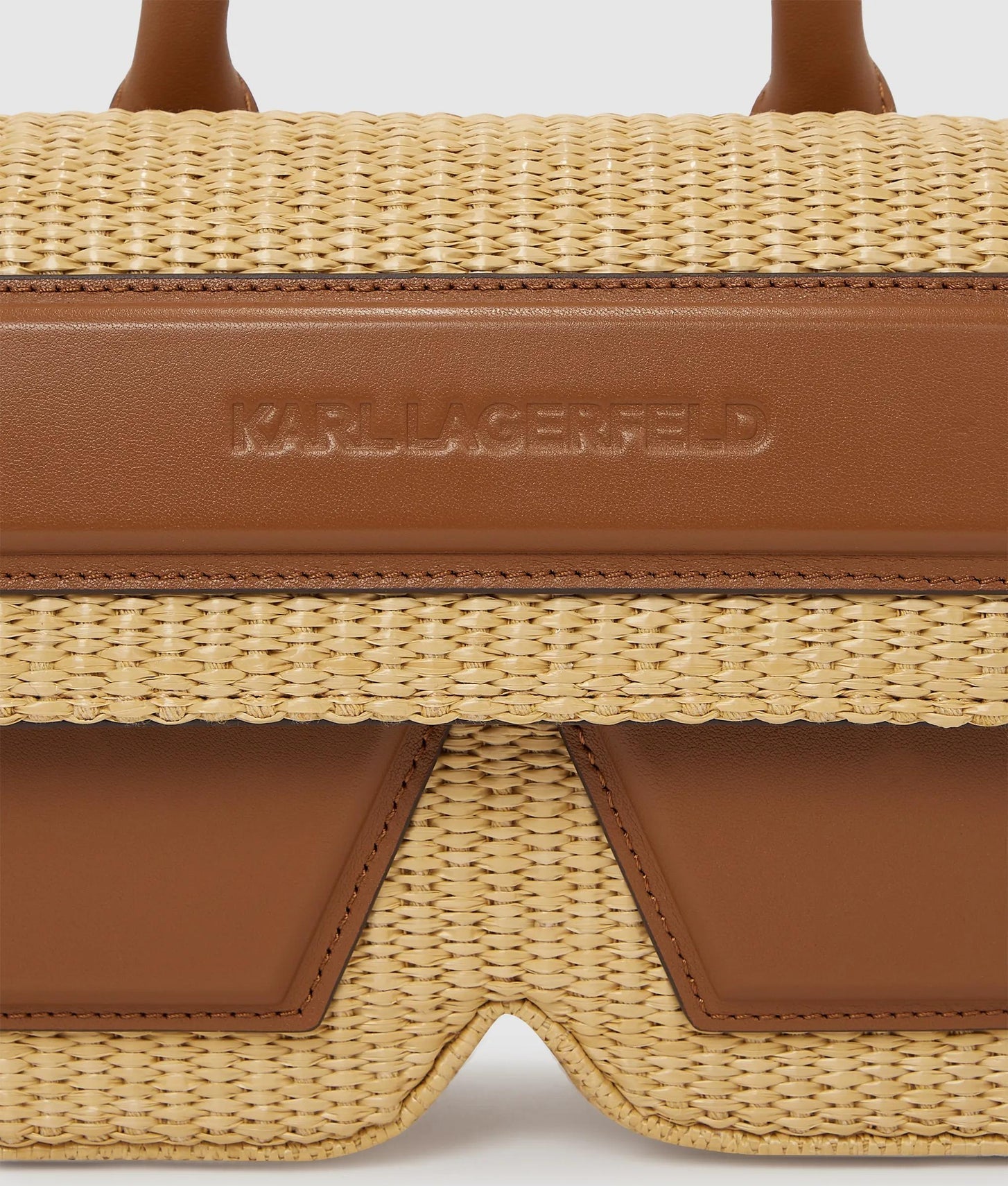 KarlLagerfeld Ikon K Woven Top Handle Bag Natural-Tan