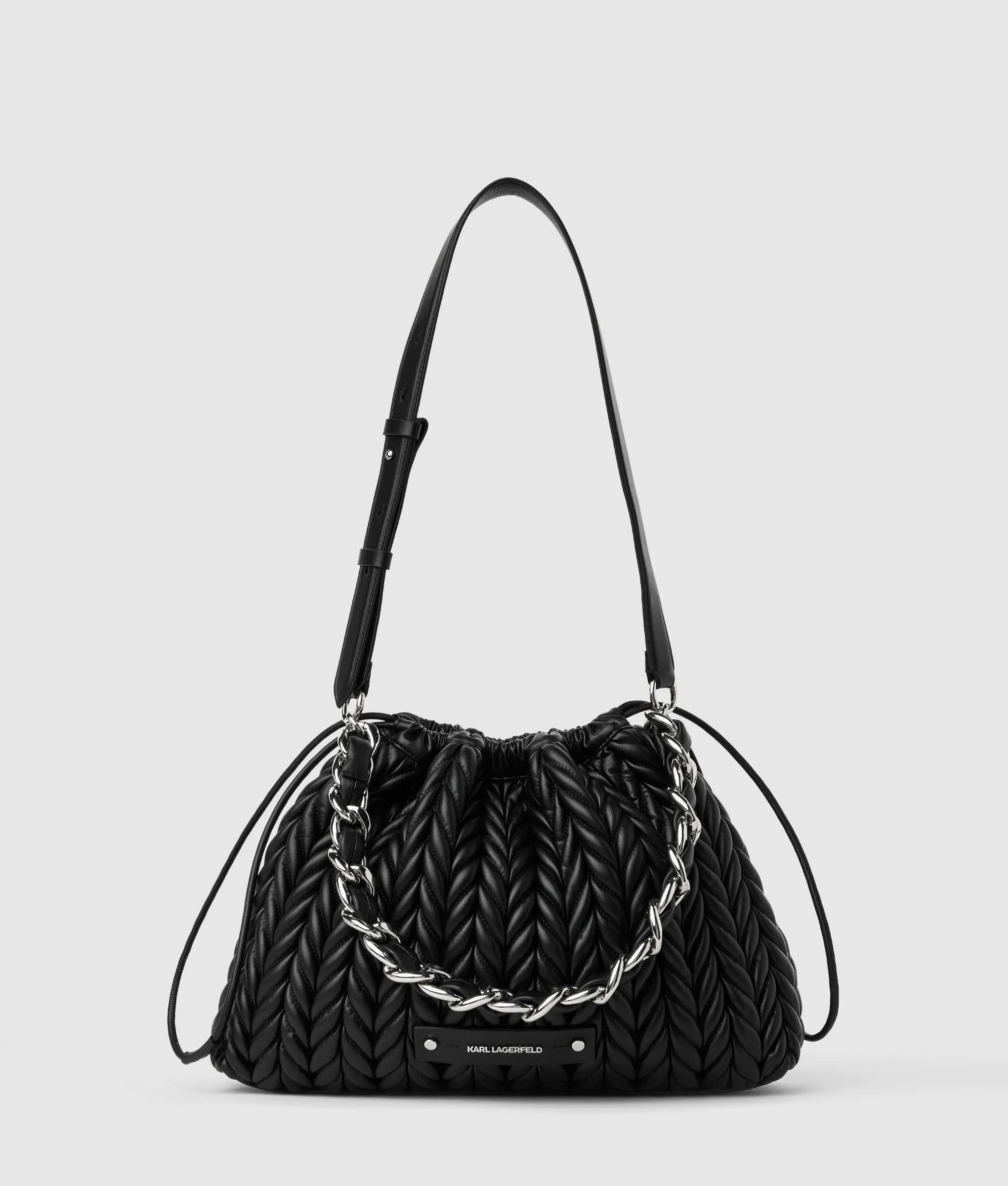 KarlLagerfeld Kweave Chain Shoulder Bag Black-Nickel
