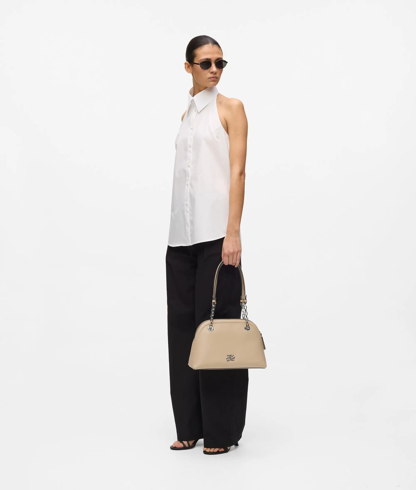 KarlLagerfeld Kautograph Medium Bowling Bag Safari
