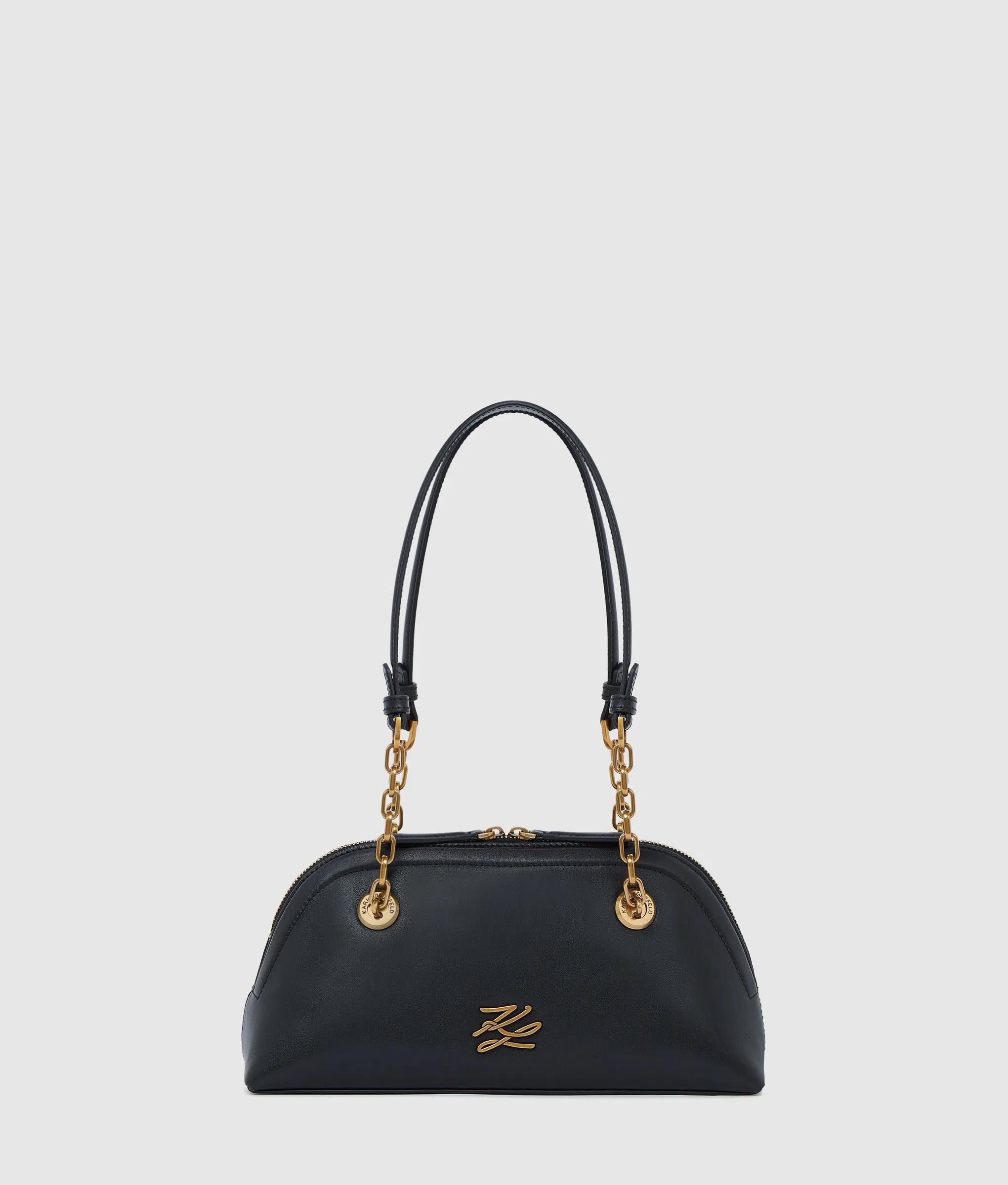 KarlLagerfeld Kautograph Small Bowling Bag Black/Gold