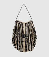 KarlLagerfeld Kautograph Fringe Shoulder Bag Black/White