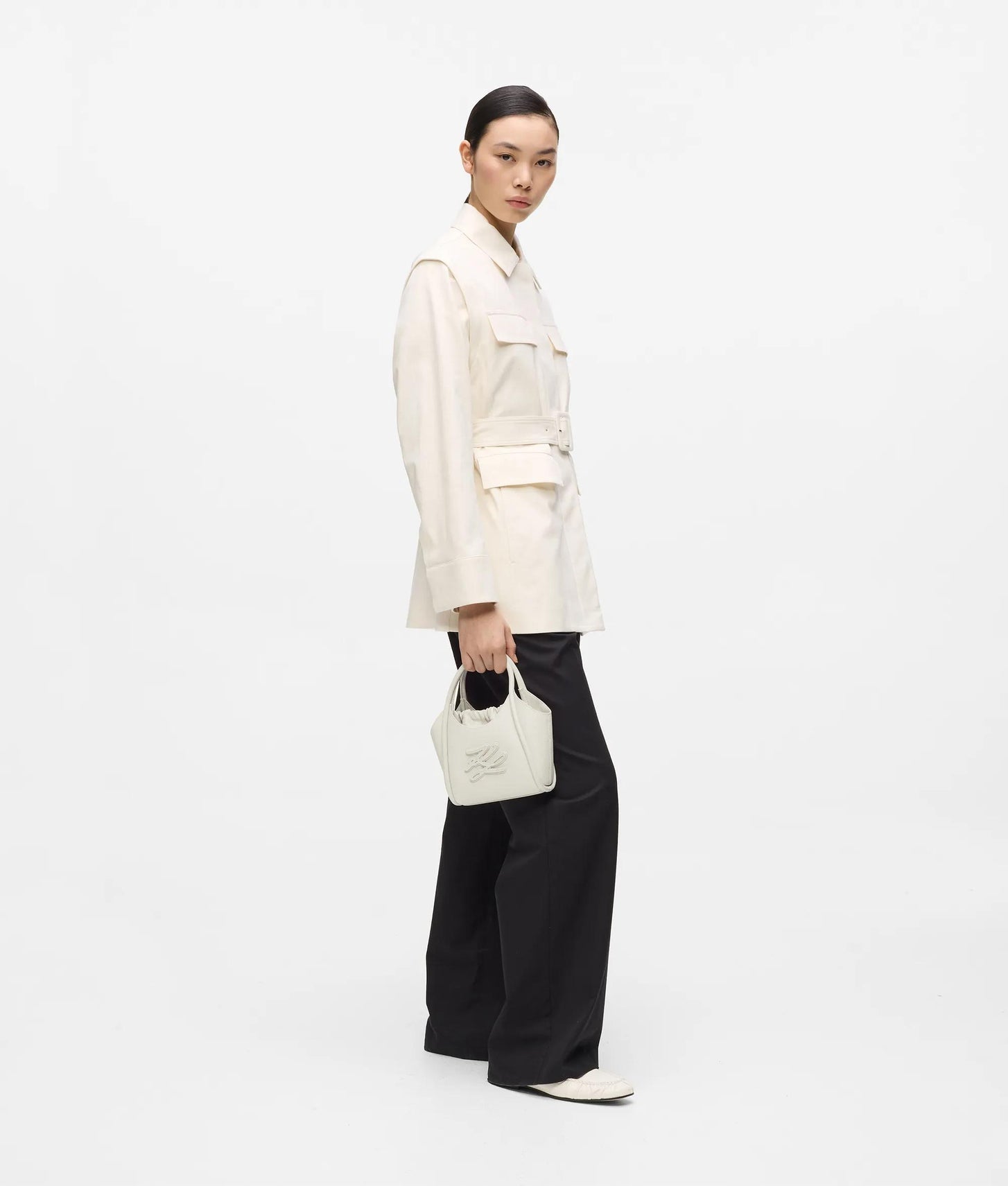 KarlLagerfeld Kautograph Patch Mini Tote Bag Off White