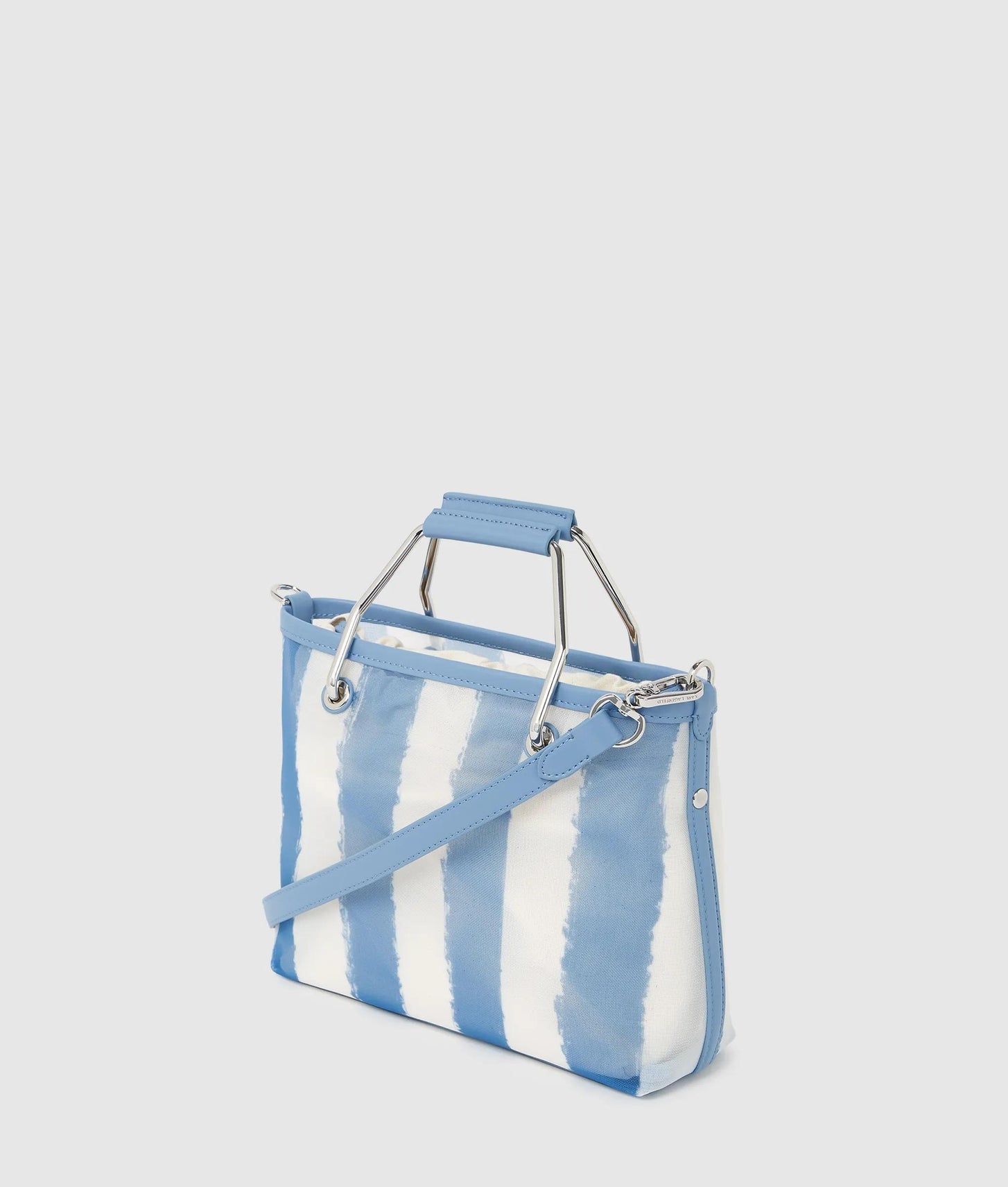 KarlLagerfeld Ikon Mesh Small Tote Bag Blue Bloom Stripes