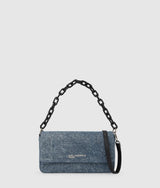 KarlLagerfeld Denim Chain Top Handle Bag Washed Medium Blue