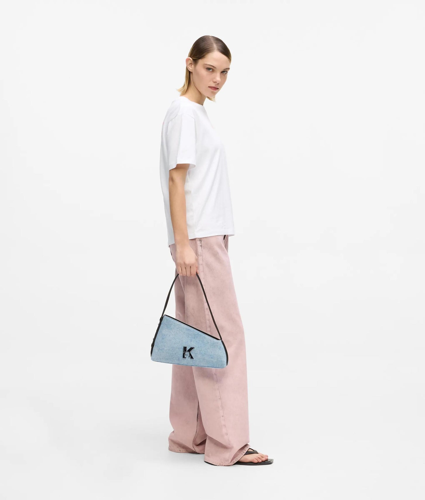 KarlLagerfeld Geo Denim Shoulder Bag Acid Light Blue