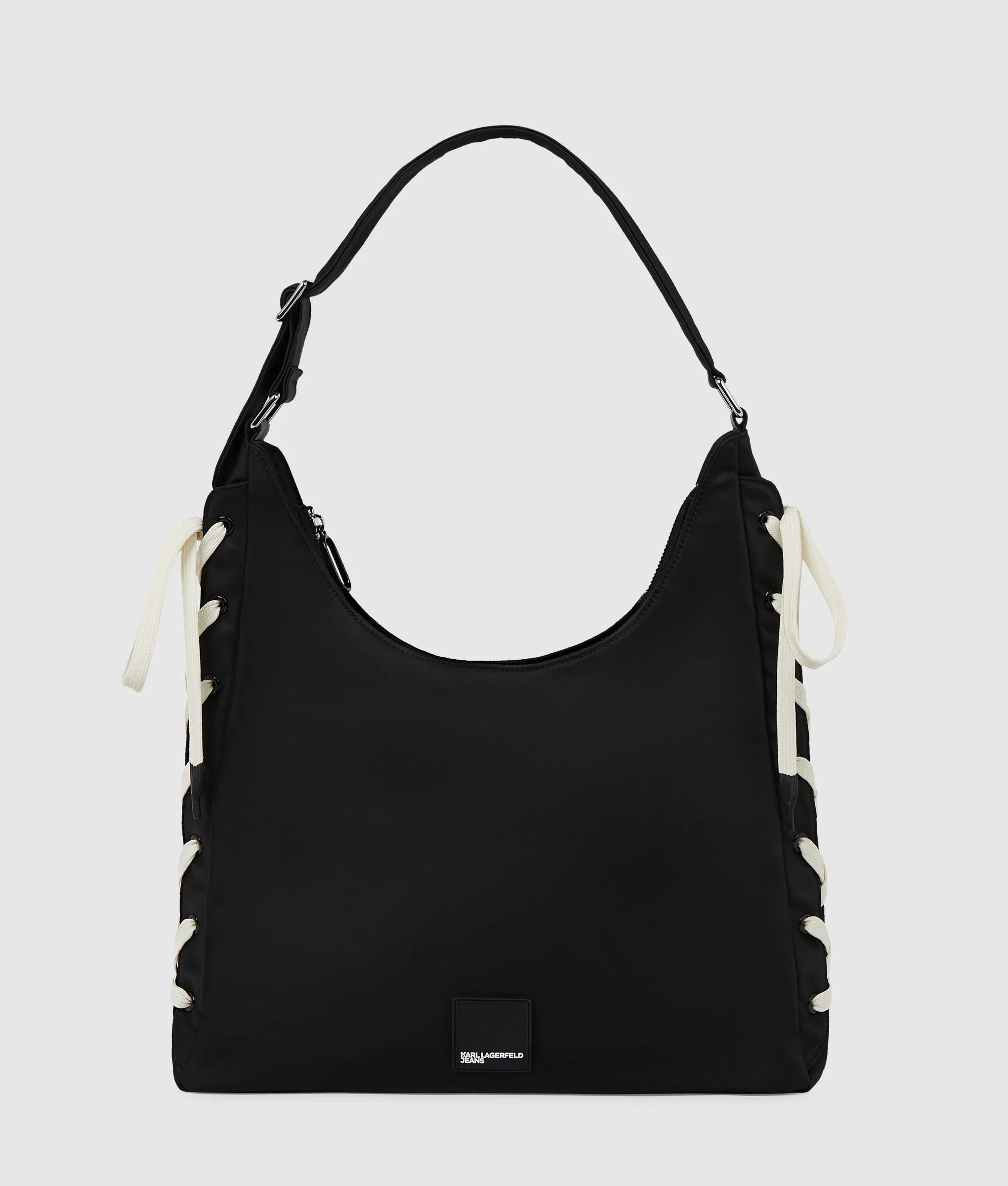 KarlLagerfeld Nylon Lace-Up Tote Bag Black