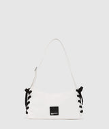 KarlLagerfeld Nylon Lace-Up Shoulder Bag White