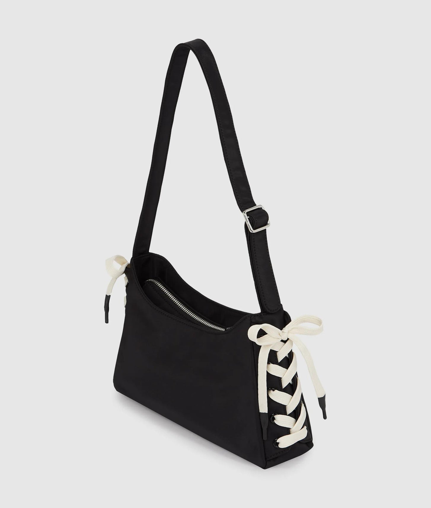 KarlLagerfeld Nylon Lace-Up Shoulder Bag Black