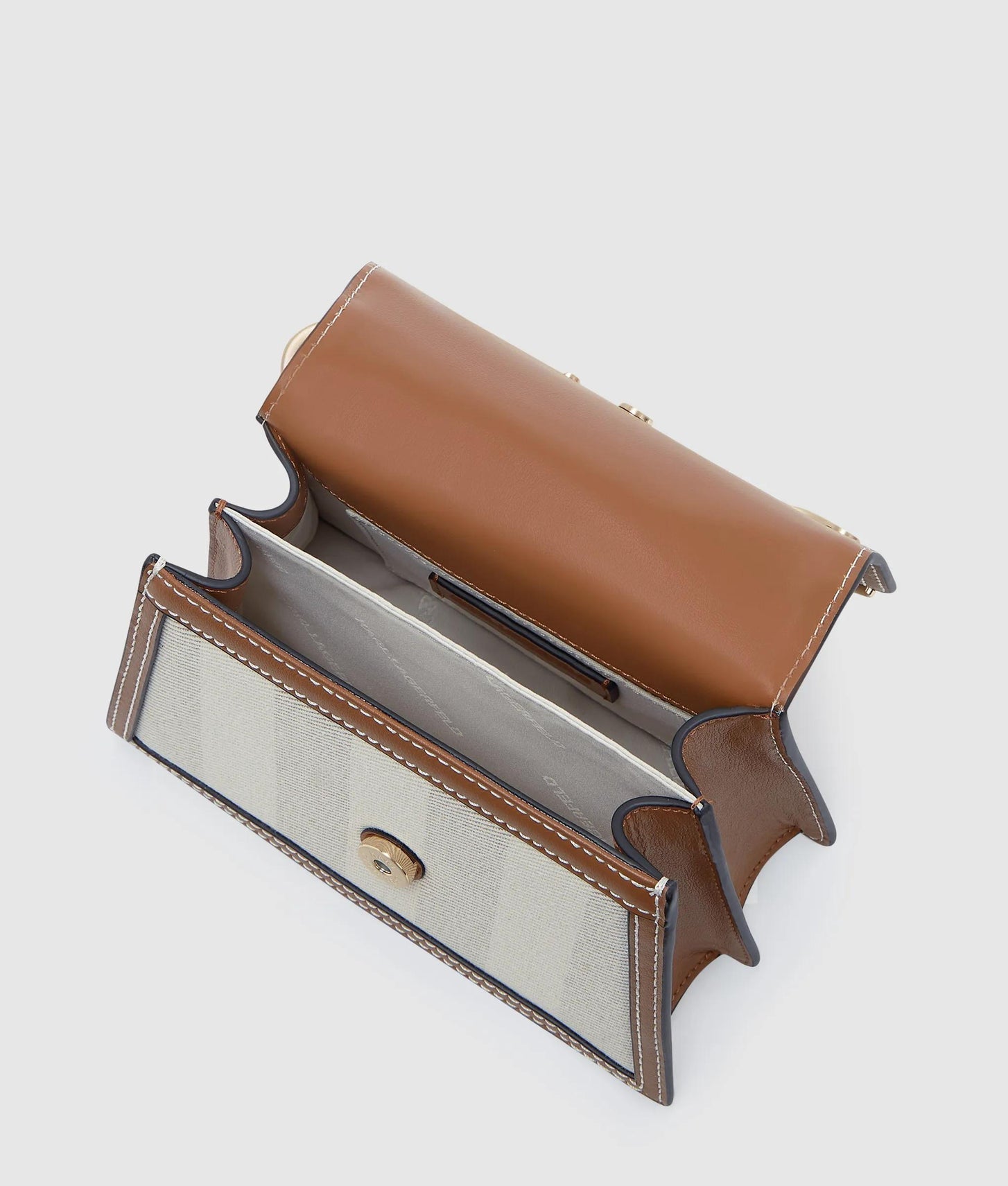 KarlLagerfeld Ksignature Striped Crossbody Bag Natural Canvas Tan