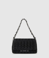 KarlLagerfeld Kweave Flap Shoulder Bag Black-Nickel