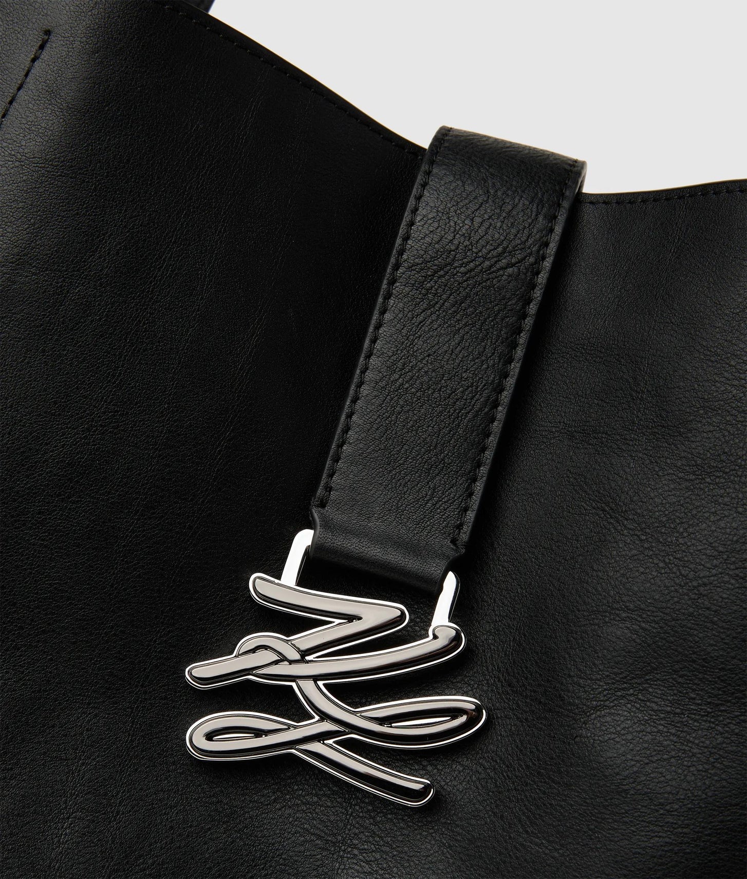 KarlLagerfeld Kautograph Swing Large Tote Bag Black-Gunmetal